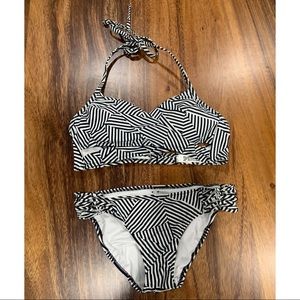 Pink striped bikini top & bottom 2 piece swimsuit